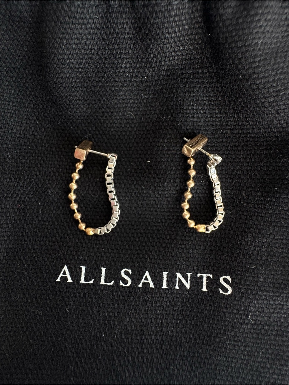 All Saints Two-Tone Gold & Silver Beaded Chain Hoop Earrings